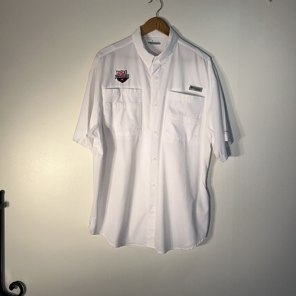 Men's Columbia USA Swimming Tamiami SS Shirt Performance Fishing Gear L